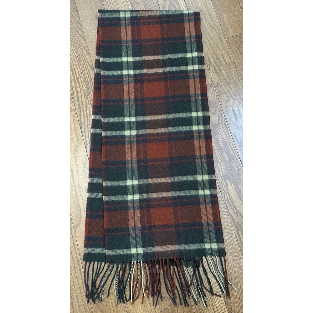 Club Room 100% Cashmere Plaid Scarf 68x12 Fringe Soft Luxury Fall Winter Wrap